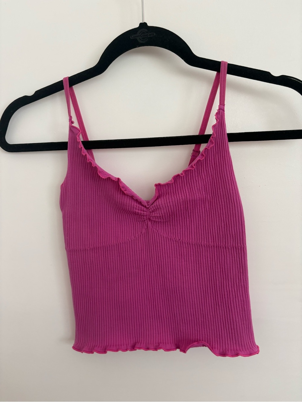 Urban Outfitters Ribbed Spaghetti-Strap Cami - Bright Pink